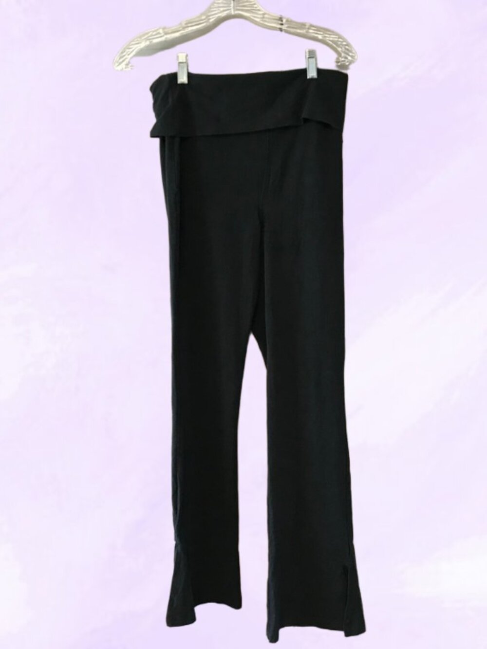 Victoria's secret modal blend slit ankle flare leggings foldover waist in black